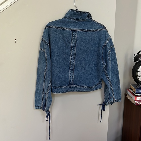 A Loves A
Lace Up Sleeve Convertible Collar Denim Statement Jacket - Picture 3 of 13
